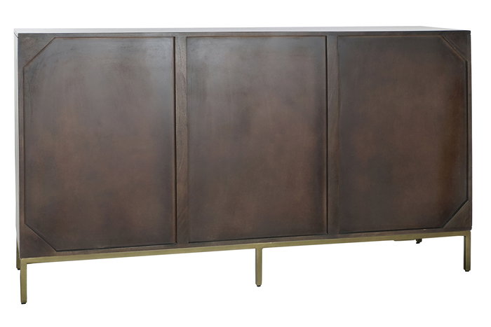 DKD Home Decor Rombo gold Buffet Moderno Marron Oscuro Dorado Acacia Metal 160 x 90 x 40 cm