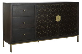 DKD Home Decor Buffet Rombo Gold de Acacia y Metal Marrón Oscuro