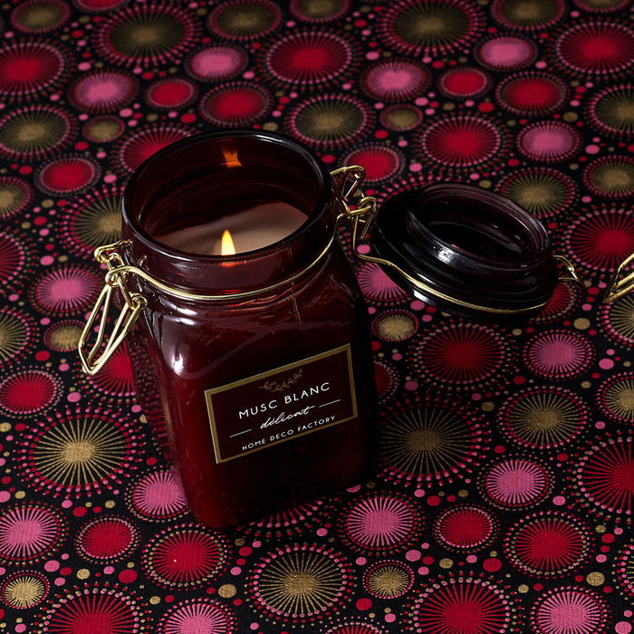 Home Deco Factory Tarro con Vela Perfumada Apothicaire Ámbar Almizcle Blanco 185g 50h 11,8cm