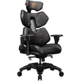 Cougar Terminator Gaming Chair Silla de Juego, Negro, Universal, 135 kg, 160-200 cm, Respaldo y Asiento Acolchados de Piel Sintética, Reposacabezas, 4D
