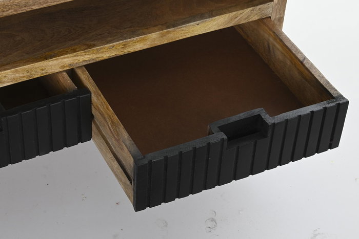 DKD Home Decor Mesa Centro Mango y Metal Negro Marron Claro 120 x 60 x 45 cm