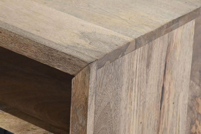 DKD Home Decor Mesa Centro Mango y Metal Negro Marron Claro 120 x 60 x 45 cm