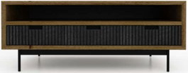 DKD Home Decor Mesa de Centro de Mango y Metal con 3 Cajones, Negro/Marrón Claro