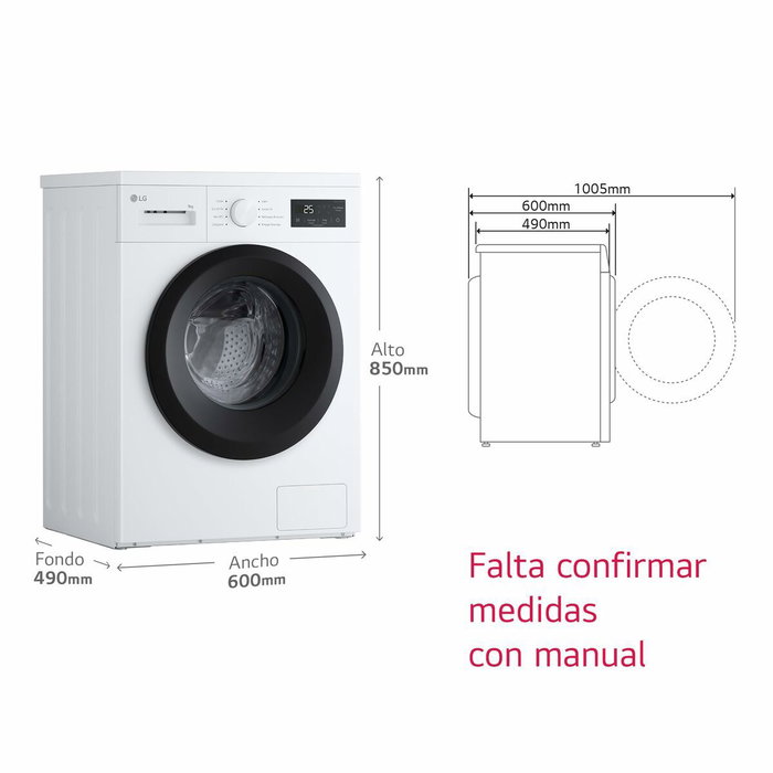 Lavadora LG F4A1009NWK.ABWQCES 9 kg
