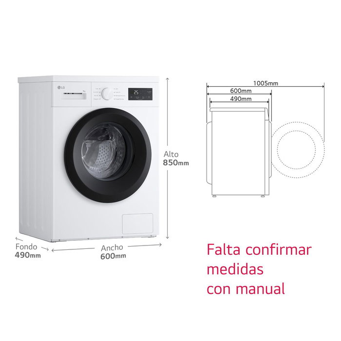 Lavadora LG F4A1009NWK.ABWQCES 9 kg