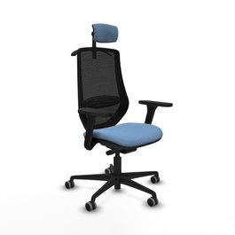 PIQUERAS Y CRESPO Silla de oficina Mardos con mecanismo Sincro/Traslack, Azul cielo y Negro