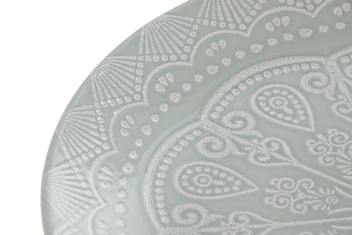 DKD Home Decor Set de 4 Platos de Gres Mandala 27x27 cm Verde Menta