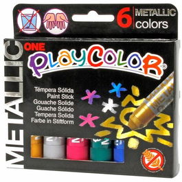 Playcolor Témperas Sólidas Metallic One Barra 10 gr Estuche De 6 Colores Surtidos Metálicos