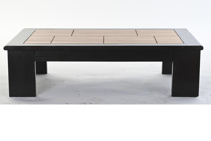 DKD Home Decor Mesa Centro Negro Natural Acacia 100x60x30 cm
