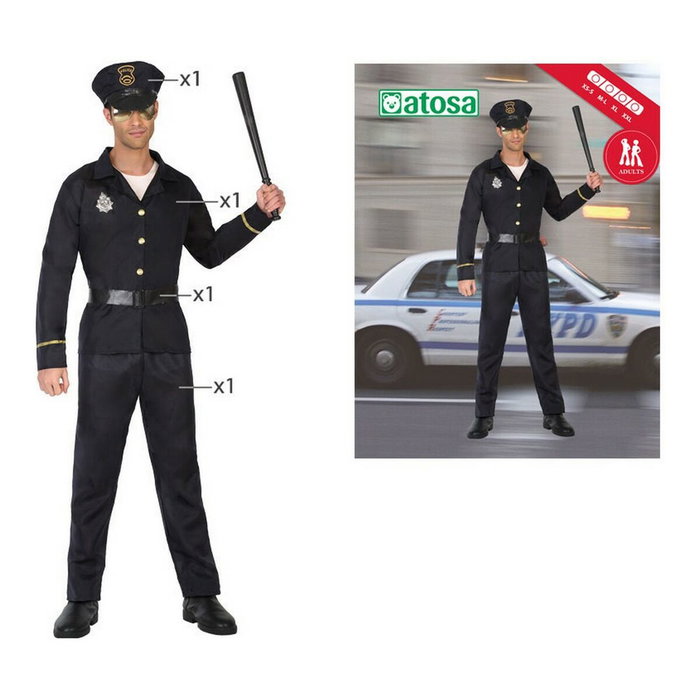 Disfraz Oficial de Policía para Adulto - Traje Completo de 4 Piezas - Negro Disfraz Oficial de Policía para Adulto - Traje Completo de 4 Piezas - Negro