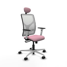 PIQUERAS Y CRESPO Silla de oficina Motilla con Mecanismo Sincro Rosa y Blanca
