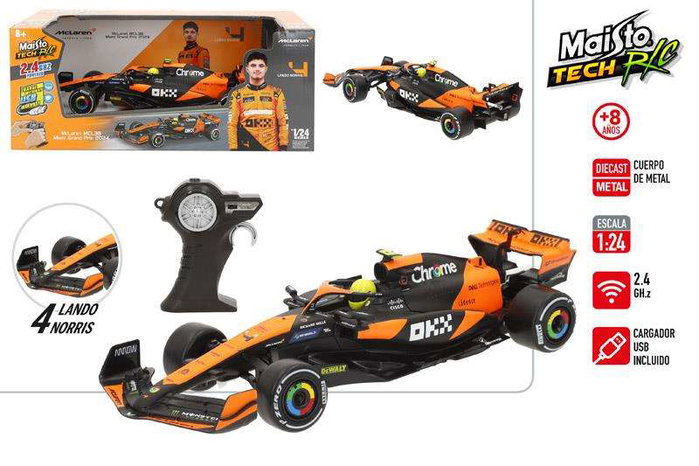 MAISTO Coche Radio Control McLaren MCL 38 F1 2024 Escala 1:24 MAISTO Coche Radio Control McLaren MCL 38 F1 2024 Escala 1:24