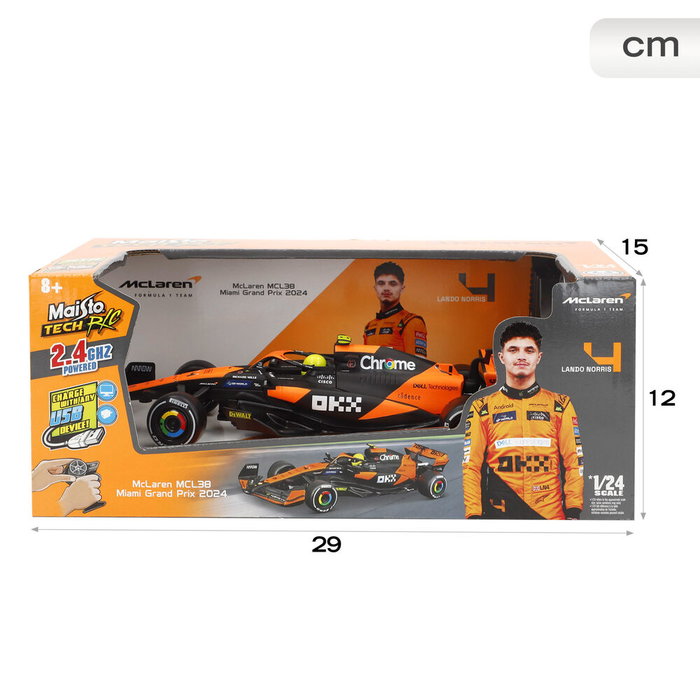 Maisto Coche Radio Control McLaren MCL38 F1 2024 Escala 1:24 2.4GHz Maisto Coche Radio Control McLaren MCL38 F1 2024 Escala 1:24 2.4GHz