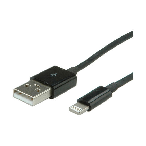 VALUE Cable de Carga y Sincronización USB A a Lightning 1m Negro (8PIN/USB) VALUE Cable de Carga y Sincronización USB A a Lightning 1m Negro (8PIN/USB)