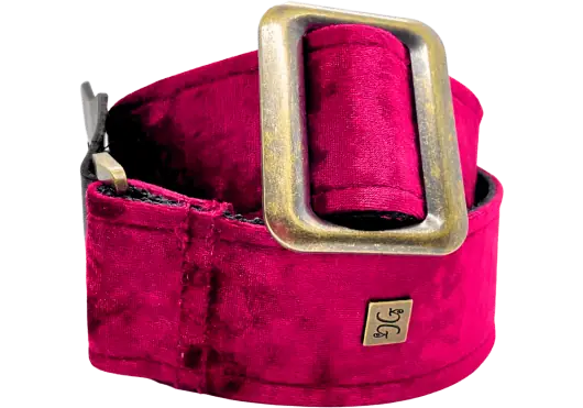 GETM Correa para Guitarra y Bajo - Terciopelo Triturado Borgoña, Nailon y Piel, Ajustable hasta 165 cm