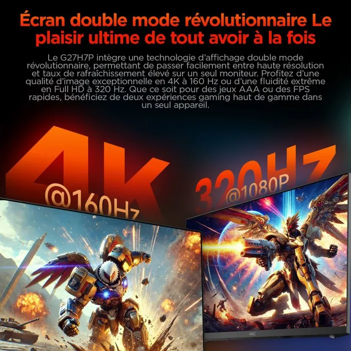 HKC Monitor Gamer 27 pulgadas FHD, 320 Hz, IPS rápido 1 ms - G27H7P