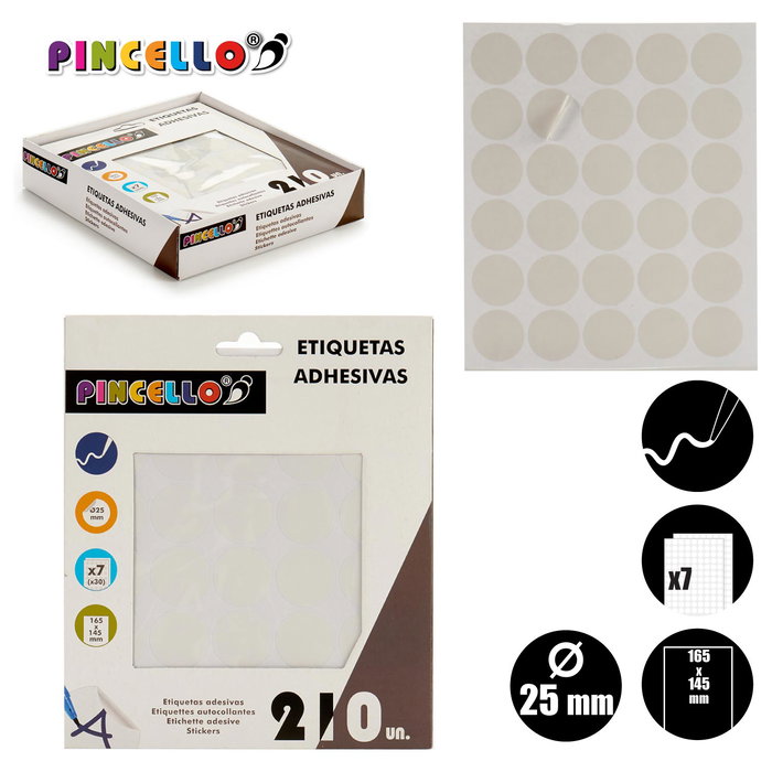 Pincello Etiquetas Adhesivas Diam 25 mm 7 Hojas (Set de 120)