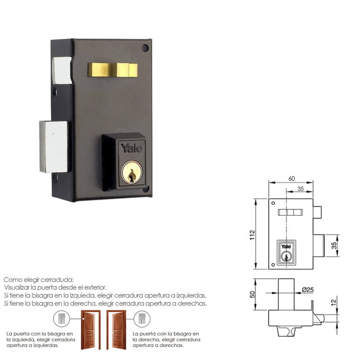 YALE Cerradura de sobreponer 56-a/hp/60 Izquierda