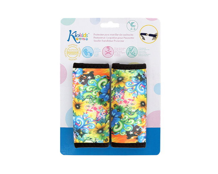 KioKids Fundas Manillar Cochecito Flores en Neopreno Acolchado con Velcro