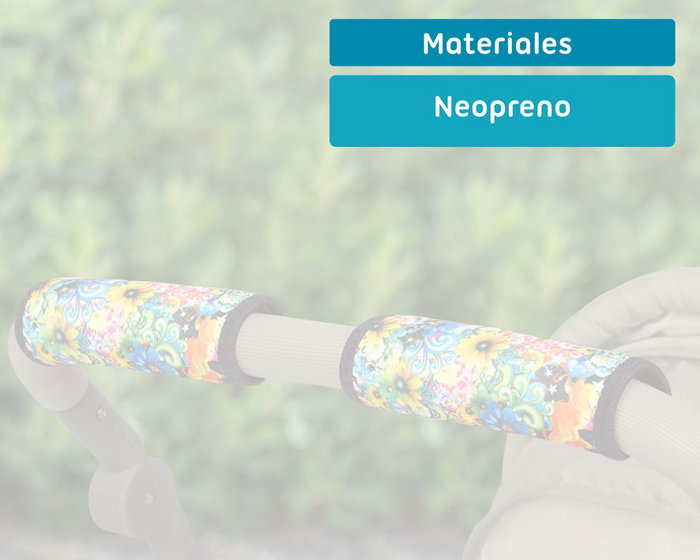 KioKids Fundas Manillar Cochecito Flores en Neopreno Acolchado con Velcro