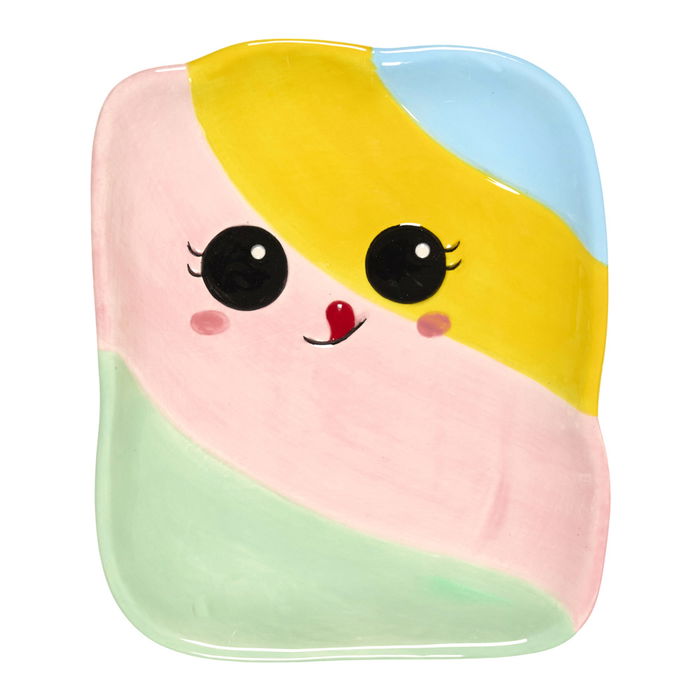 The Concept Factory Plato Relieve Kawaii 17.6x15 cm Malvavisco Tostada Bubble Tea