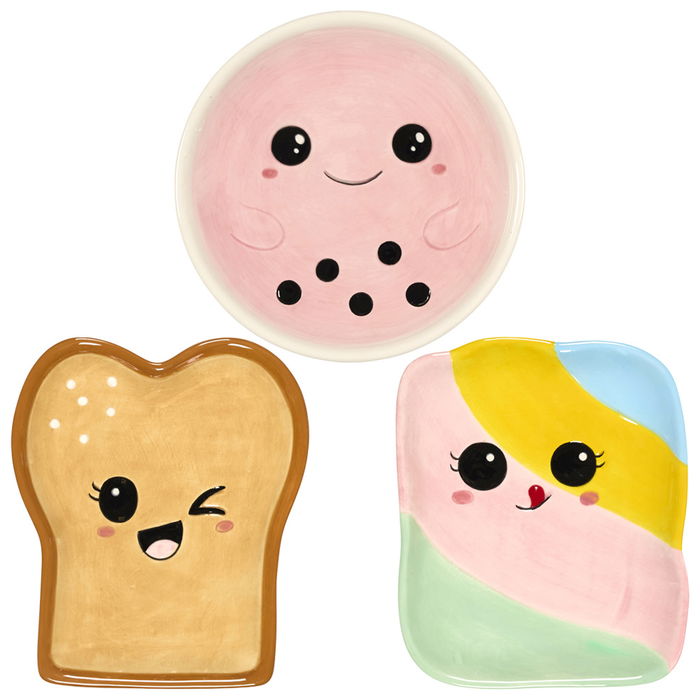 The Concept Factory Plato Relieve Kawaii 17.6x15 cm Malvavisco Tostada Bubble Tea