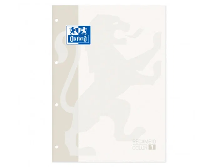 Oxford Recambio/Bloc A4+ 80 Hojas 90gr Cuadro 5mm 4 Taladros Blanco
