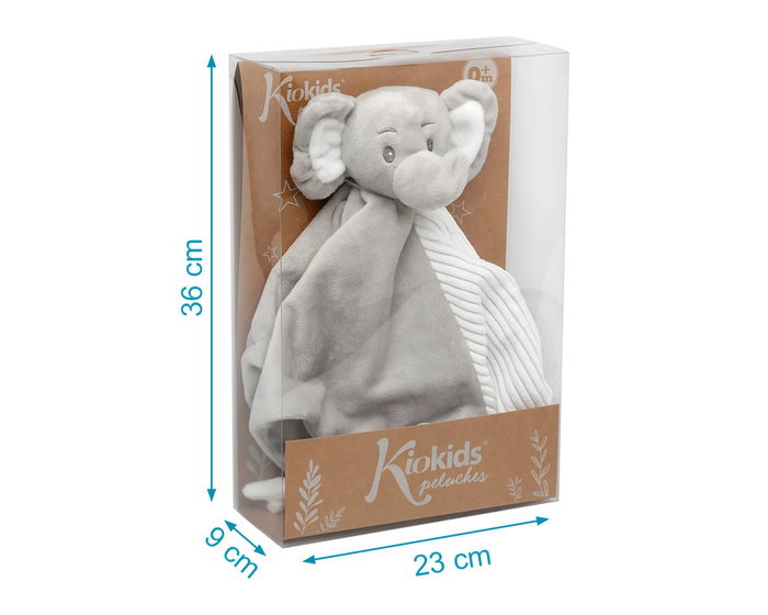 KioKids Dolci Amici Doudou Elefante Gris para Bebés 30 cm