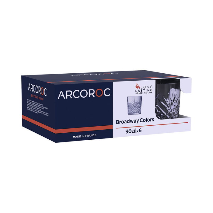 Arcoroc Caja de 6 Vasos Bajos Broadway Mazzarine Azul 30 cL