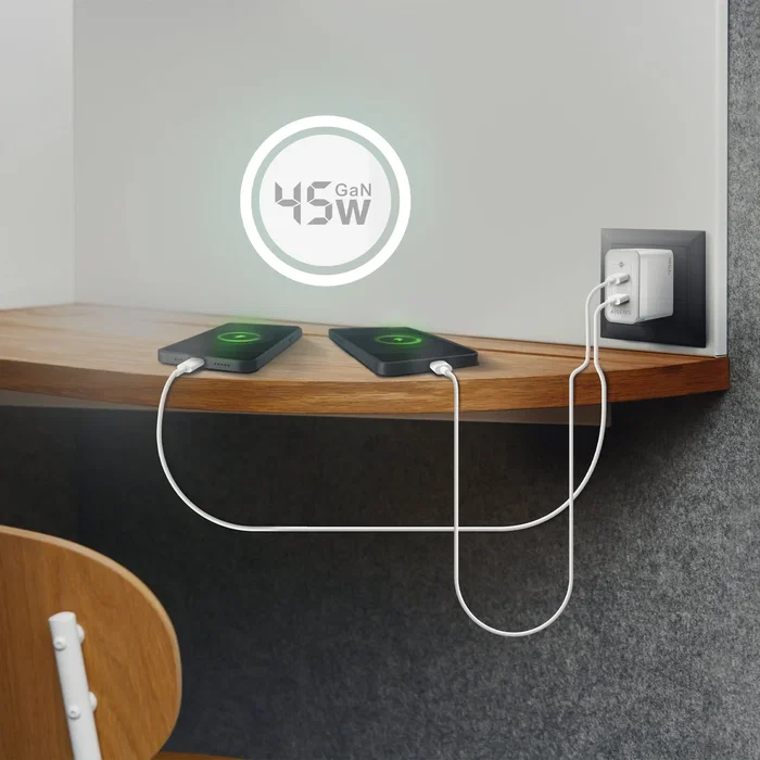 Aisens Cargador GaN 45W con 2 puertos USB-C Blanco Aisens Cargador GaN 45W con 2 puertos USB-C Blanco