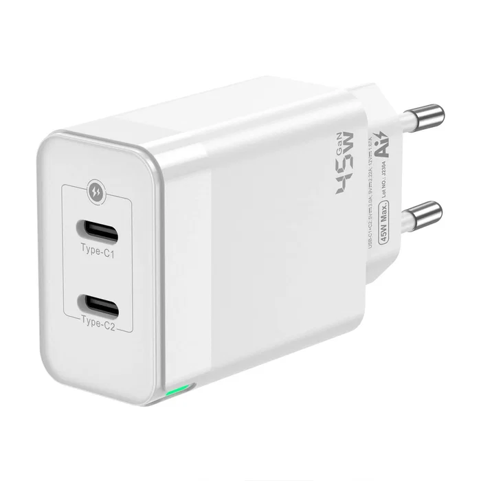 Aisens Cargador GaN 45W con 2 puertos USB-C Blanco Aisens Cargador GaN 45W con 2 puertos USB-C Blanco