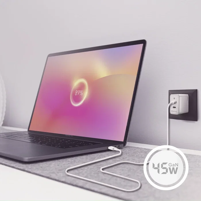 Aisens Cargador GaN 45W con 2 puertos USB-C Blanco Aisens Cargador GaN 45W con 2 puertos USB-C Blanco