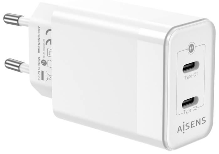 Aisens Cargador GaN 45W 2xUSB-C Blanco ASCH-45W2P005-W Aisens Cargador GaN 45W 2xUSB-C Blanco ASCH-45W2P005-W
