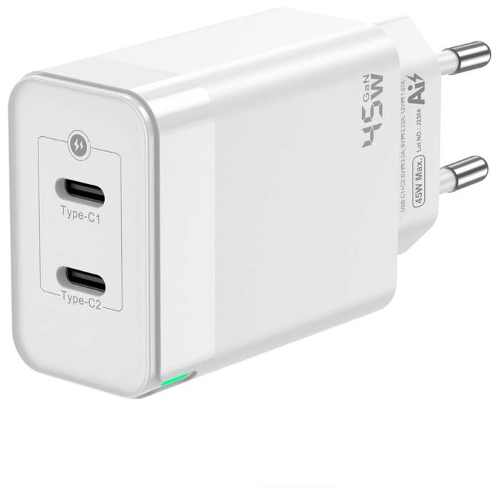 Aisens Cargador GaN 45W 2xUSB-C Blanco ASCH-45W2P005-W Aisens Cargador GaN 45W 2xUSB-C Blanco ASCH-45W2P005-W