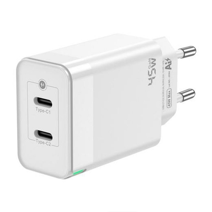 Aisens Cargador GaN 45W 2xUSB-C Blanco ASCH-45W2P005-W Aisens Cargador GaN 45W 2xUSB-C Blanco ASCH-45W2P005-W