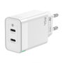 Aisens Cargador GaN 45W 2xUSB-C Blanco ASCH-45W2P005-W