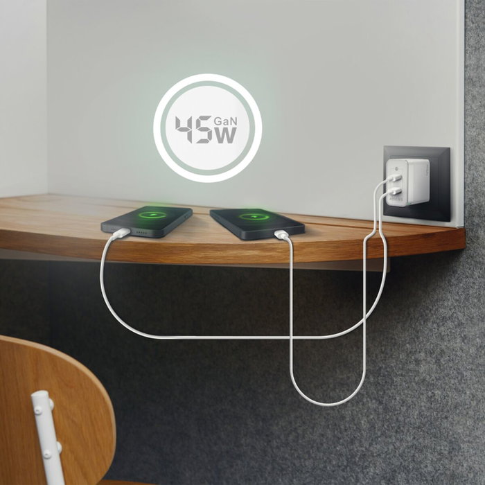 Aisens Cargador GaN 45W 2xUSB-C Blanco ASCH-45W2P005-W Aisens Cargador GaN 45W 2xUSB-C Blanco ASCH-45W2P005-W