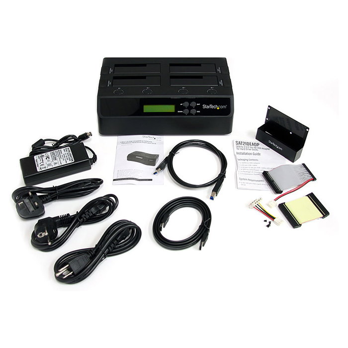 Startech SATDOCK4U3RE Duplicador de Datos / Soportes para Discos Duros, Negro