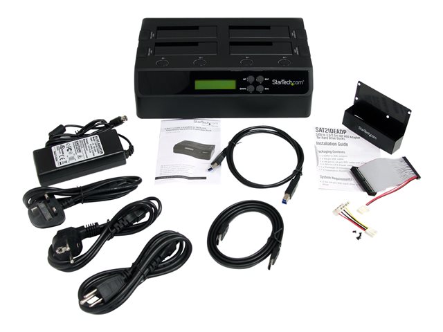 StarTech.com Estación Duplicadora Autónoma de Discos Duros para Clonación 4 Bahías SATA IDE eSATA USB 3.0 Base Dock HDD Compatible con Windows Linux Mac OS