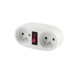 Chacon Zócalo Bi-fold 2x16A con interruptor blanco
