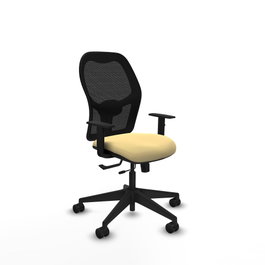 PIQUERAS Y CRESPO Silla de oficina Alocén con malla negra y asiento crema