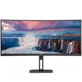 AOC CU34V5C/BK - Monitor Curvo UltraWide 34" WQHD 3440x1440, Panel VA, 100 Hz, 4ms, FreeSync, USB-C 65W, PbP Multiview, Altavoces, Ajuste en Altura, Negro