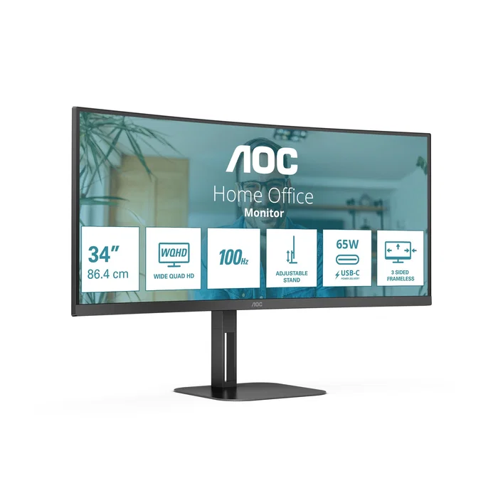 AOC CU34V5C/BK Monitor Curvo de 34 Pulgadas WQHD VA Negro