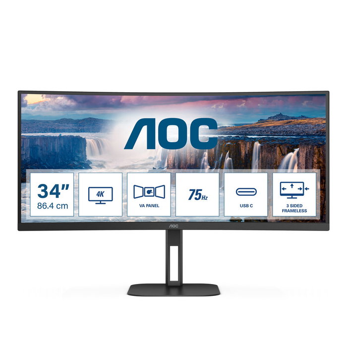 AOC CU34V5C/BK Monitor Curvo de 34 Pulgadas WQHD VA Negro