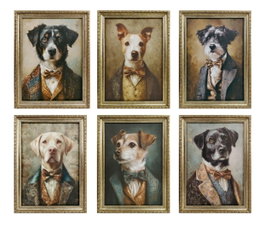 DKD Home Decor Cuadros Lienzo PS 30x2,2x40 Perro Surtido de 6