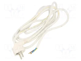 PLASTROL Cable de alimentación H03VV-F, OMY 3x1,5mm² Blanco 3,5m
