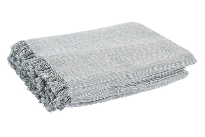 DKD Home Decor Plaid Basicos Azul Blanco 260 x 230 cm (2 Unidades) Algodón Reciclado Poliéster Reciclado