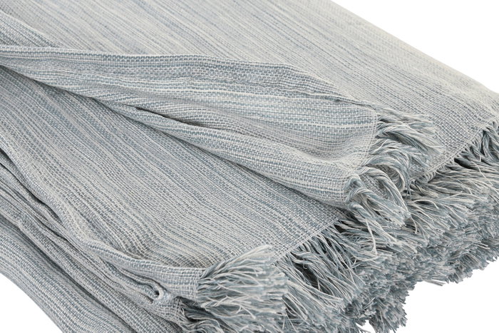 DKD Home Decor Plaid Basicos Azul Blanco 260 x 230 cm (2 Unidades) Algodón Reciclado Poliéster Reciclado