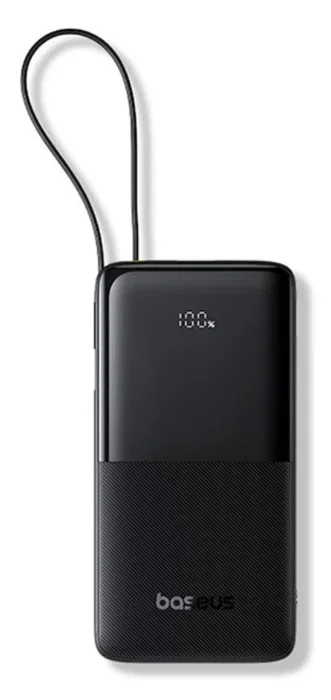 Baseus Bipow 2 Power Bank 10000 mAh Negro, Batería Externa con Carga Rápida Power Delivery 20W, Pantalla, 3 Puertos, Polímero de Litio