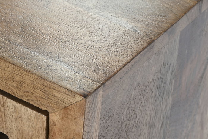 DKD Home Decor Mesita de Noche Oriental Japon India 40 x 65 x 50 cm Mango Cristal Listones